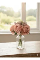 yapay çiçek evi 1 adet gül kurusu gelin eli buketi ev vazo nişan düğün