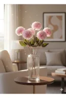 yapay çiçek evi 1 adet pembe kartopu çiçeği ev vazo dekor süsü öğretmenler günü