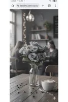yapay çiçek evi 7 kafalı açık mavi lotus gülü ev dekorasyon vazo süsü