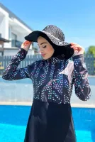 Yarım Fermuarlı Likralı Tam Kapalı Mayo R4505 Labirent