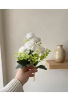 YASİMA Şimşir Aranjmanlı Yapay 5 Kafalı Beyaz Karanfil Ev Dekorasyon Çiçeği