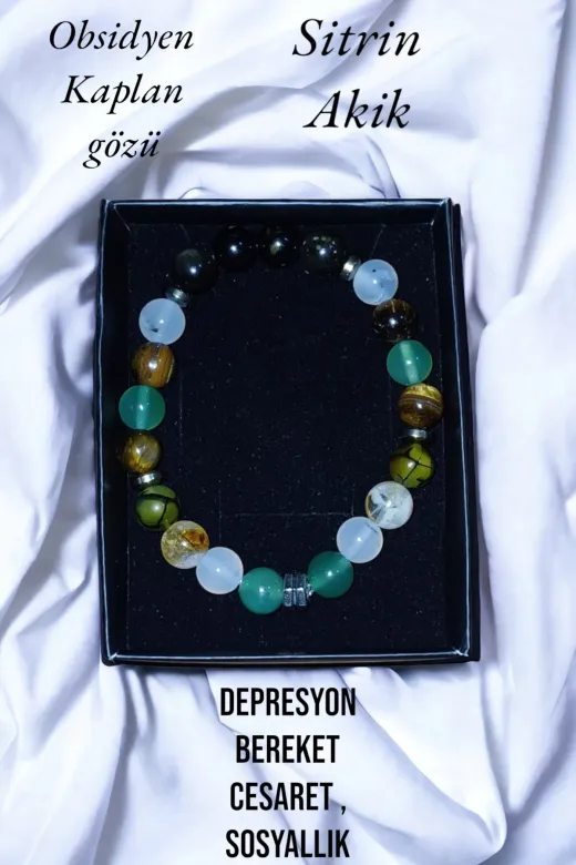 Y&B ŞİFA04 Depresyon Ve Cesaret Doğal Taş Bileklik