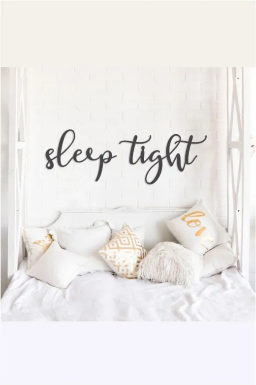 yekeatolye YD017 Sleep Tight Ahşap Duvar Yazısı