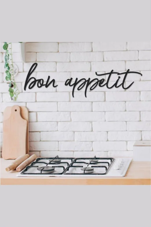 yekeatolye YD019 Bon Appetit Ahşap Duvar Yazısı