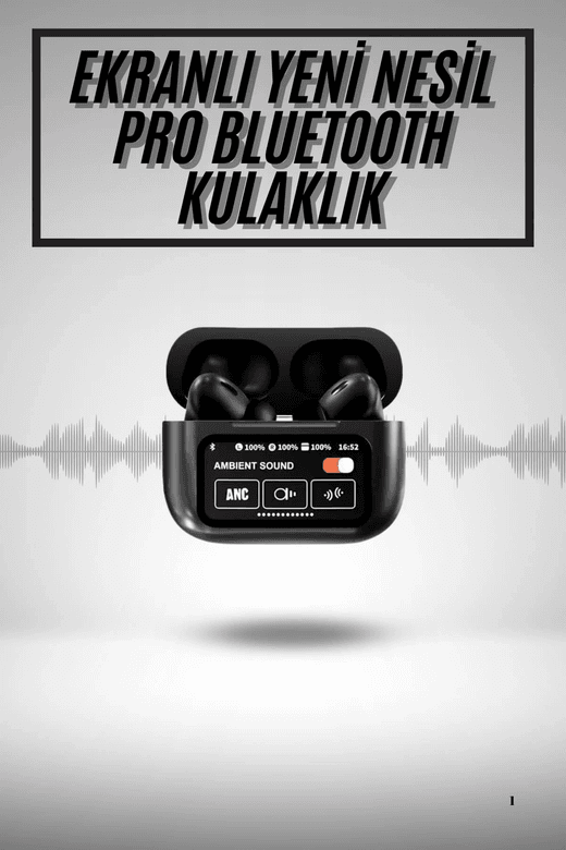 Yeni Nesil ANC Özellikli Çağrı Cevaplayan Dokunmatik Ekranlı Bluetooth Kulaklık Siyah