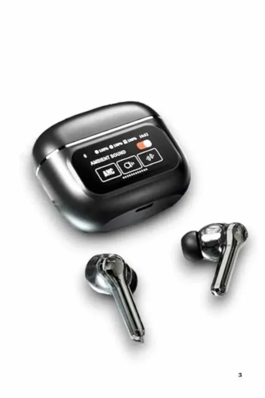 Yeni Nesil ANC Özellikli Çağrı Cevaplayan Dokunmatik Ekranlı Bluetooth Kulaklık Siyah