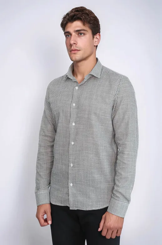 Yeşil Kaz Ayağı Desenli Gömlek - Wessi - 3XL / Yeşil