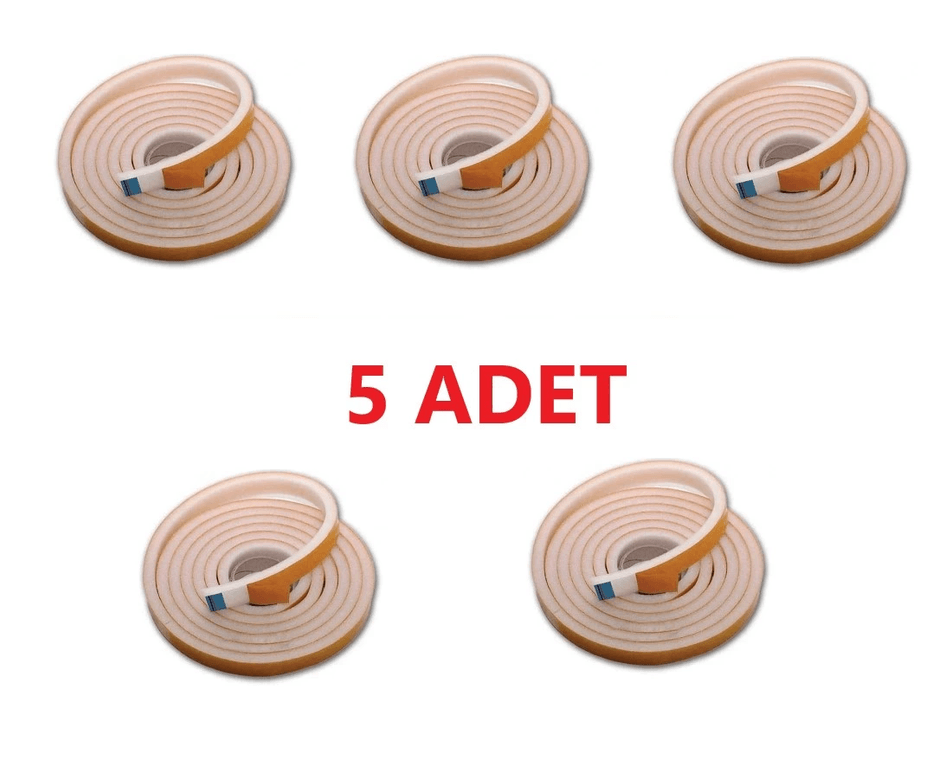 YNT İthalat AH-AVH-1026 5 Adet 9 Metre Pencere Izolasyon Bandı Yapışkanlı Cam Yalıtım Süngeri Rüzgar Soğuk Kesici Pimapen Fitili