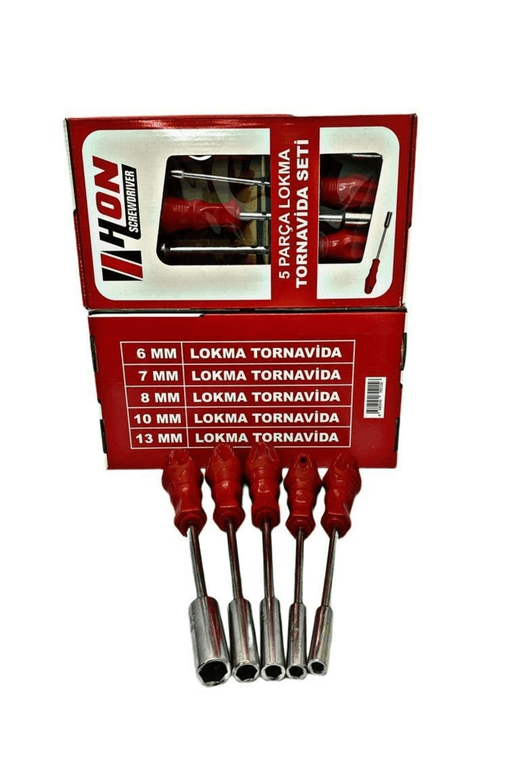 YNT İthalat AH-AVH-944 5 Adet Lokma Anahtar Tornavida 6/7/8/10/13/mm Metal Altıgen