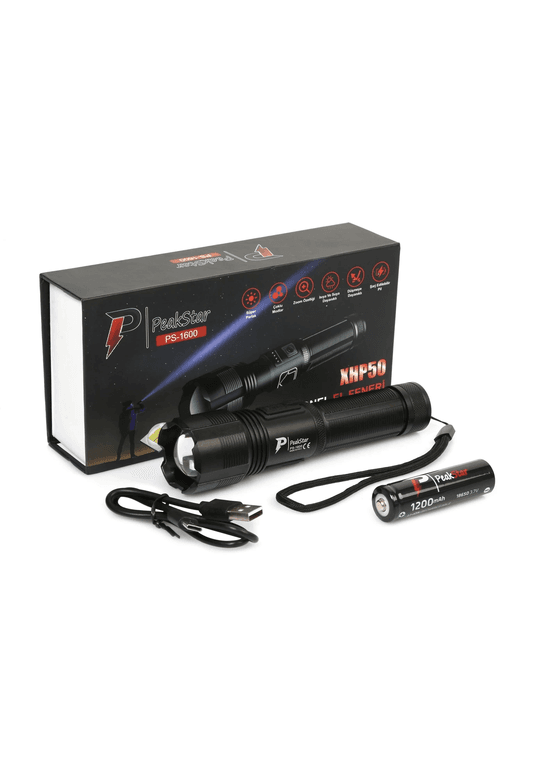YNT İthalat AH-AVH-959 Ps-1600 Süper Parlak Led Zoomlu 5 Mod Su Geçirmez Profesyonel Kamp Bekçi Avcı Feneri