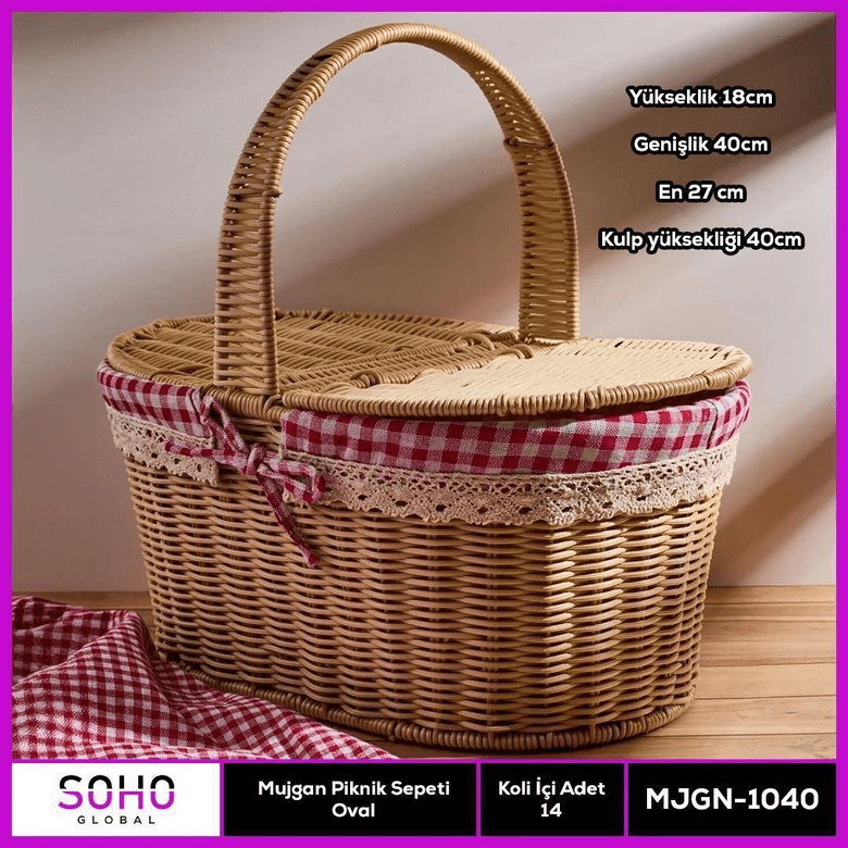 YNT İthalat AKH-MJGN-1040 Piknik Sepeti Oval
