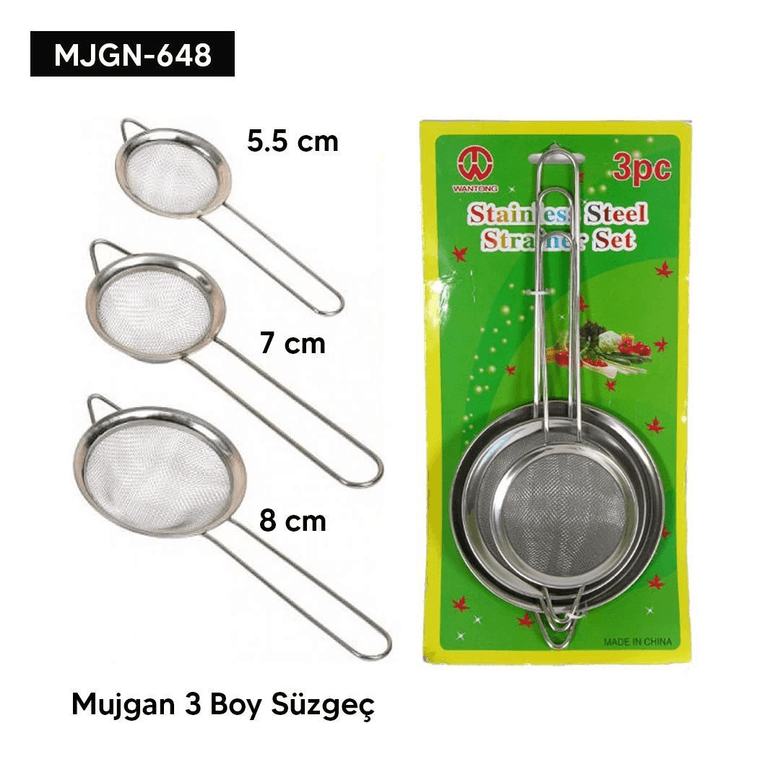 YNT İthalat AKH-MJGN-648 3 Boy Süzgeç Seti