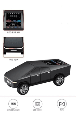 YNT İthalat EM-araç11 D68 Cyber Model Araba Tasarımlı Bluetooth Hoparlör 15W Güçlü Ses Rgb Led /tws/usb Siyah