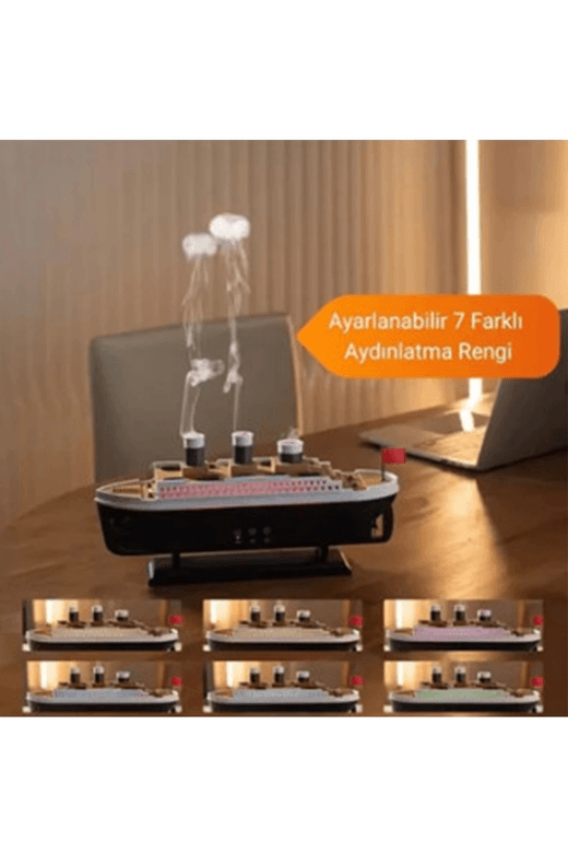 YNT İthalat EM-Gemi Hava Titanic Gemi Hava Nemlendirici Işıklı Fonksiyonlu Buhar Makinesi Kumandalı