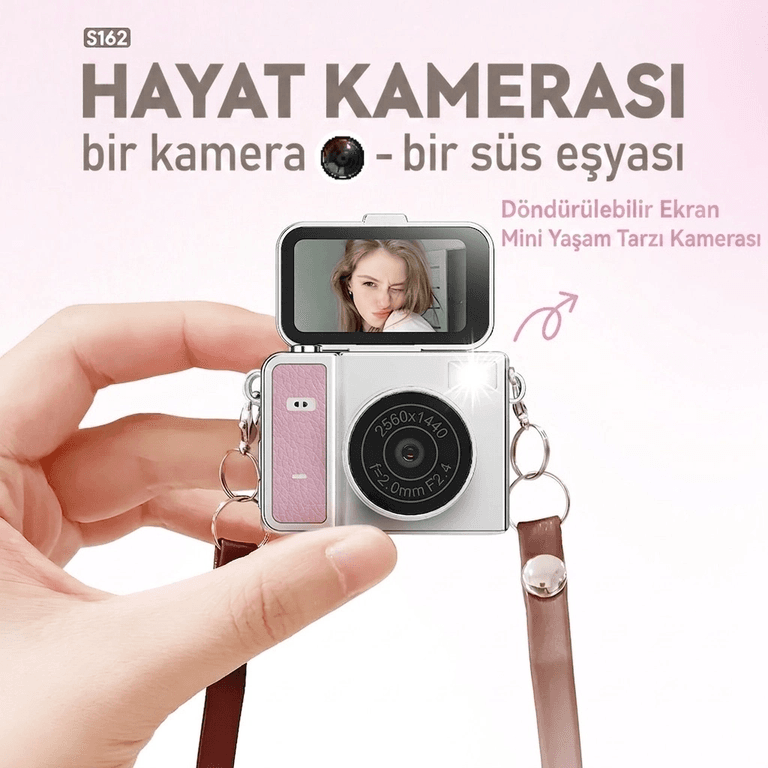 YNT İthalat EM-Mini Kamera1 2K Mini Dijital Retro Video Kamera Flaşlı Dijital Vlog Mini Fotoğraf Makinesi Türkçe Menü Yeşil
