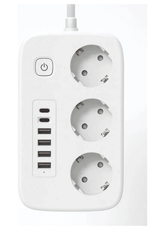 YNT İthalat EM-Priz 7  Akım Korumalı Priz Ve Masaüstü Şarj İstasyonu Kablosuz 3 Priz ,4 Usb, 2 Type-C Girişli 2 Metre