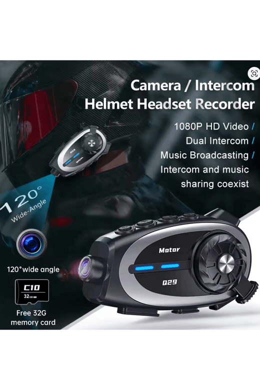 YNT İthalat EM-q29 Q29 Motosiklet Kask Bluetooth Kulaklık Eşleşmeli 1080P Kamera Geniş Açı Su Geçirmez Intercom