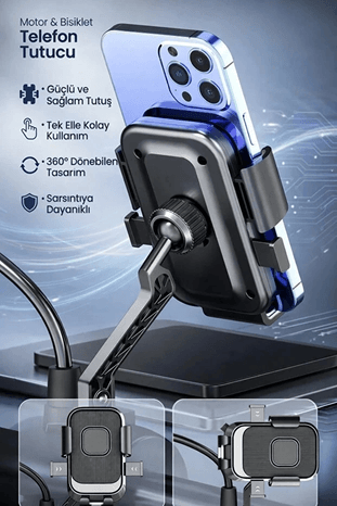 YNT İthalat EM-xy-089 Xy-089 Motosiklet & Bisiklet Ayna Baglantılı Telefon Tutucu