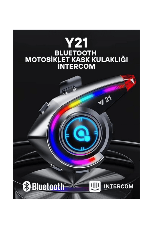 YNT İthalat EM-Y21 Y21 Rgb Işık Efektli Intercom Bluetooth Motosiklet Kask Kulaklığı Intercom Kulaklık