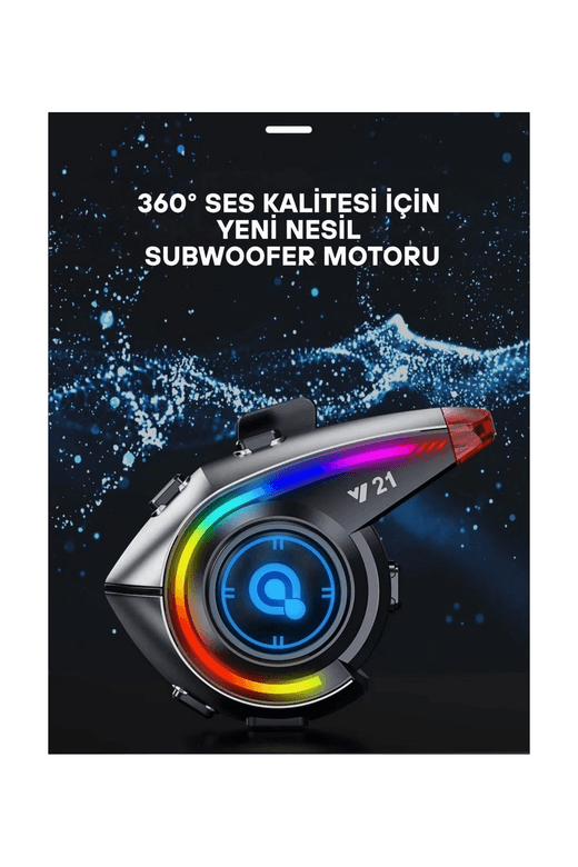 YNT İthalat EM-Y21 Y21 Rgb Işık Efektli Intercom Bluetooth Motosiklet Kask Kulaklığı Intercom Kulaklık