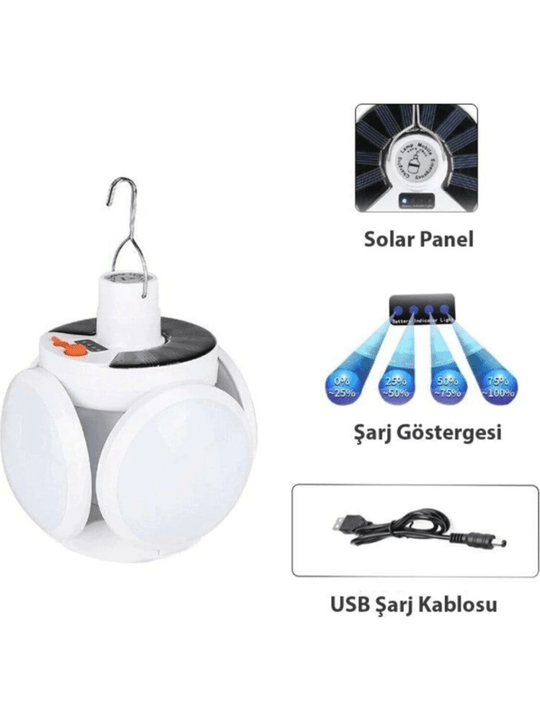 YNT İthalat FA-0015652 P-038 Solar Güneş Enerji Ve Usb Sarjli 5 Kanatlı