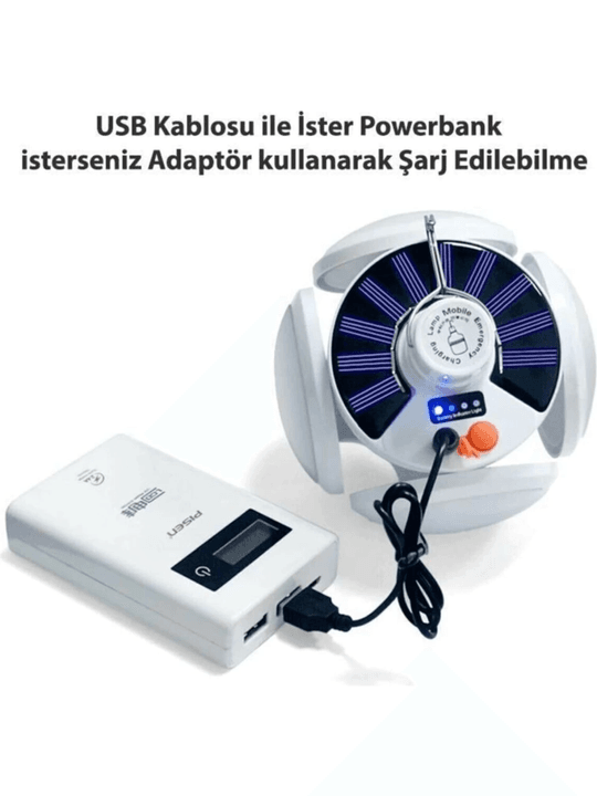 YNT İthalat FA-0015652 P-038 Solar Güneş Enerji Ve Usb Sarjli 5 Kanatlı