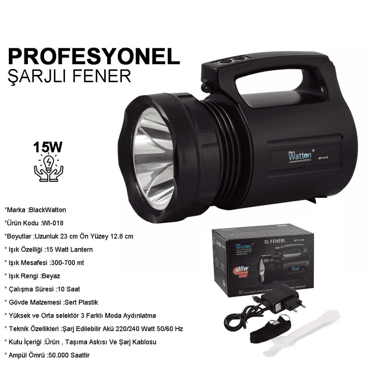 YNT İthalat GF-GUVF-394 Wt-018 Profesyonel Büyük Avcı Feneri