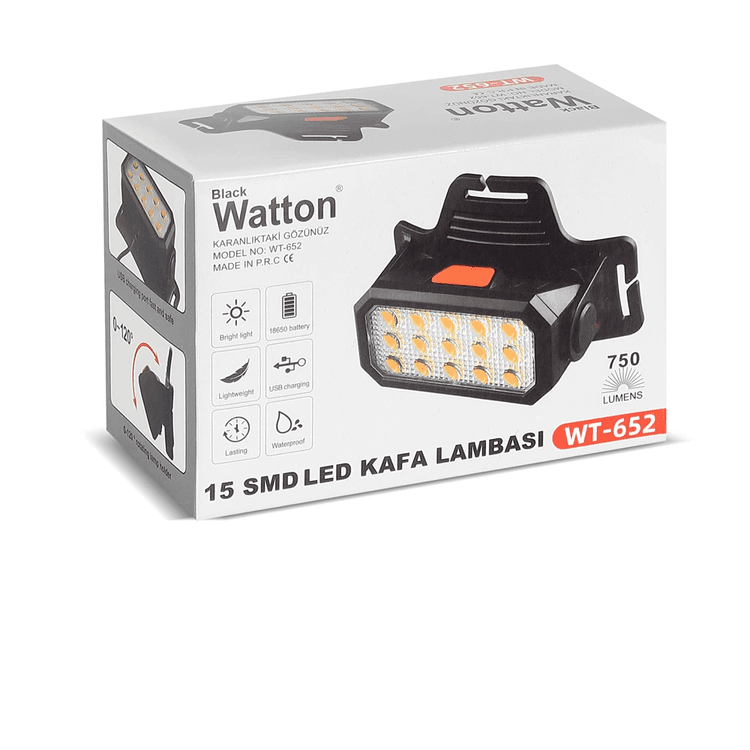 YNT İthalat GF-GUVF-592 15 Ledli Sarı / Beyaz Şarjlı Kafa Lambası  Wt-652