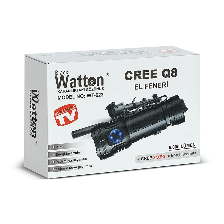 YNT İthalat GF-GUVF-599 Cree Q8- Xpg 8+1 Led  Şarjlı El Feneri  Wt-623
