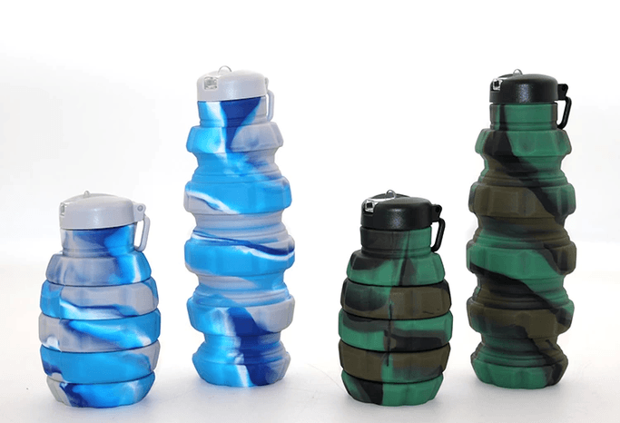 YNT İthalat KH-ALK3139 El Bombası Tasarımı Katlanabilir Portatif Silikon Su Şişesi 500 Ml Alk3139