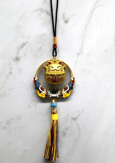 YNT İthalat KH-ALK4452 Renkli Püsküllü Şans Kedisi Feng Shui Askılık Alk4452