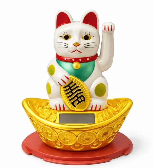 YNT İthalat KH-ALK4522 Güneş Enerjili Sallanan Şans Kedisi - Maneki Neko Alk4522