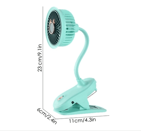 YNT İthalat RT-387 Taşınabilir Mini Klips Bebek Arabası Fanı, Fan Elektrikli Soğutma Hava Sirkülatöründe 360 Derece Dönebilen Klips