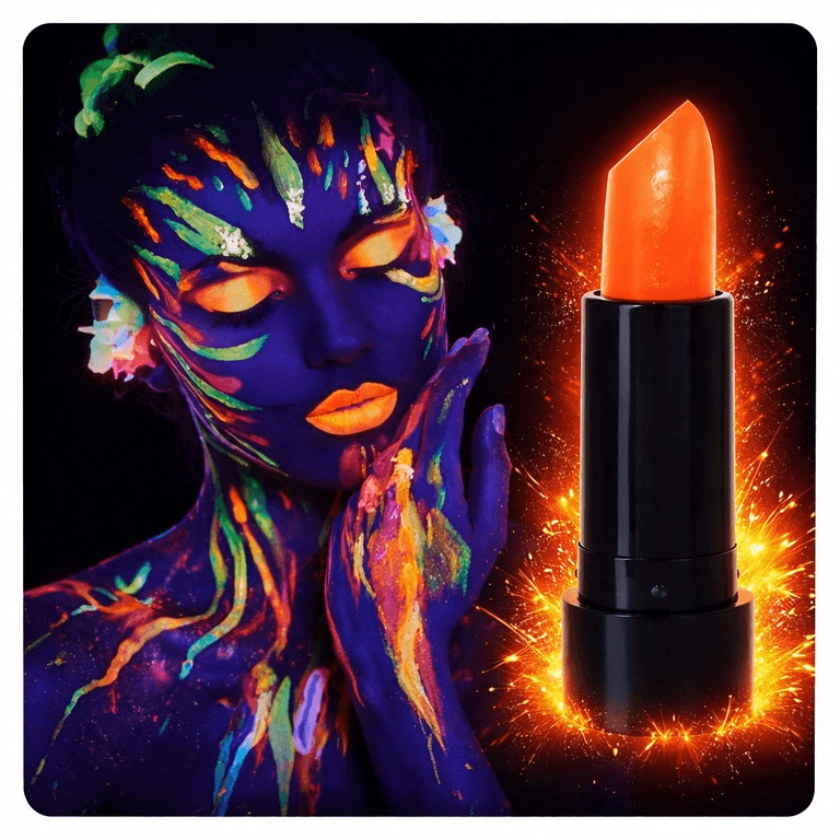 YNT İthalat SM-D050-TURUNCU Uv Neon Turuncu Ruj – Karanlıkta Parlayan Makyaj Boyası
