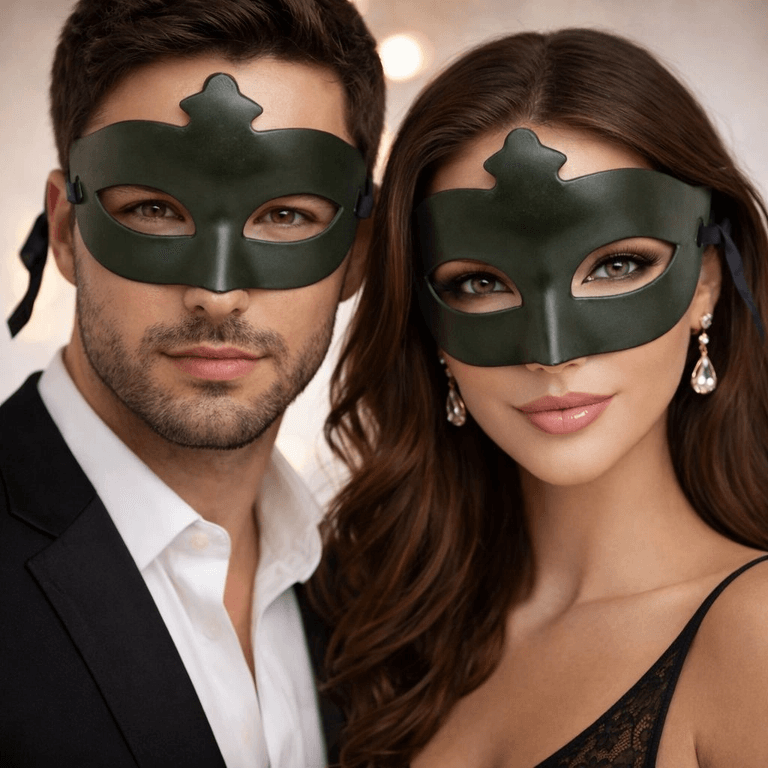YNT İthalat SM-D356-8 Haki Yeşil Gizemli Masquerade Maskesi