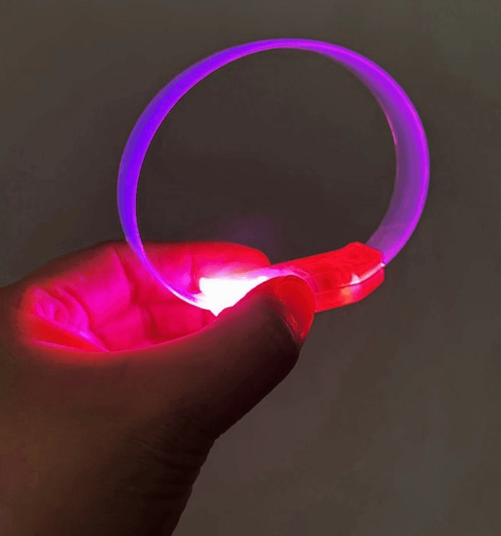 YNT İthalat SM-E095-P 3 Modlu Pilli Led Işıklı Esnek Parti Bilekliği Pembe