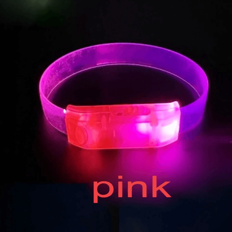 YNT İthalat SM-E095-P 3 Modlu Pilli Led Işıklı Esnek Parti Bilekliği Pembe