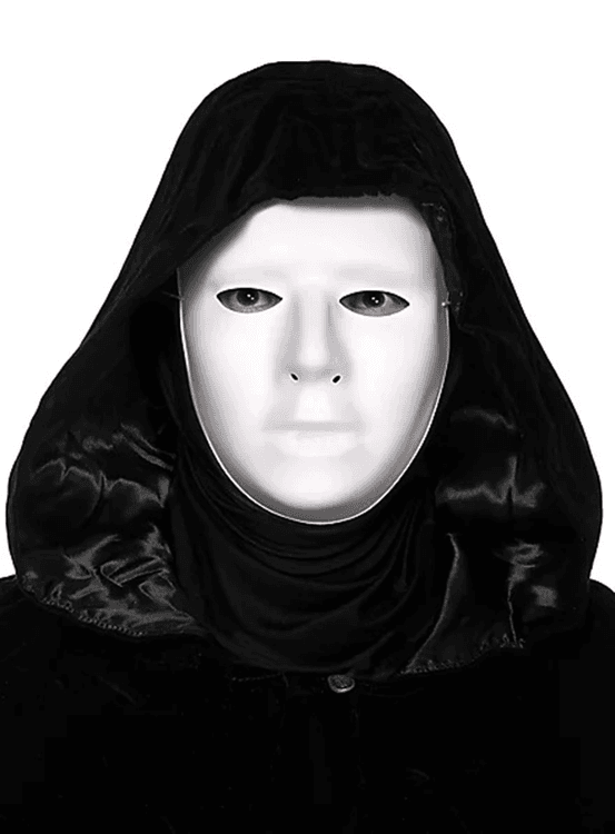 YNT İthalat SM-E120-P Siyah Kapüşonlu 120 Cm Pelerin Ve Beyaz Boyanabilir Tam Yüz Maske