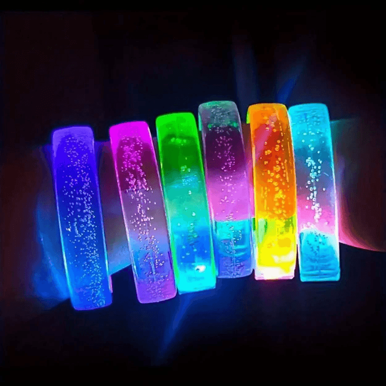 YNT İthalat SM-E158-B Beyaz-Gümüş Led Işıklı Baskı Yapılabilen Pilli Bileklik Bilezik 1,5 Cm Genişlik