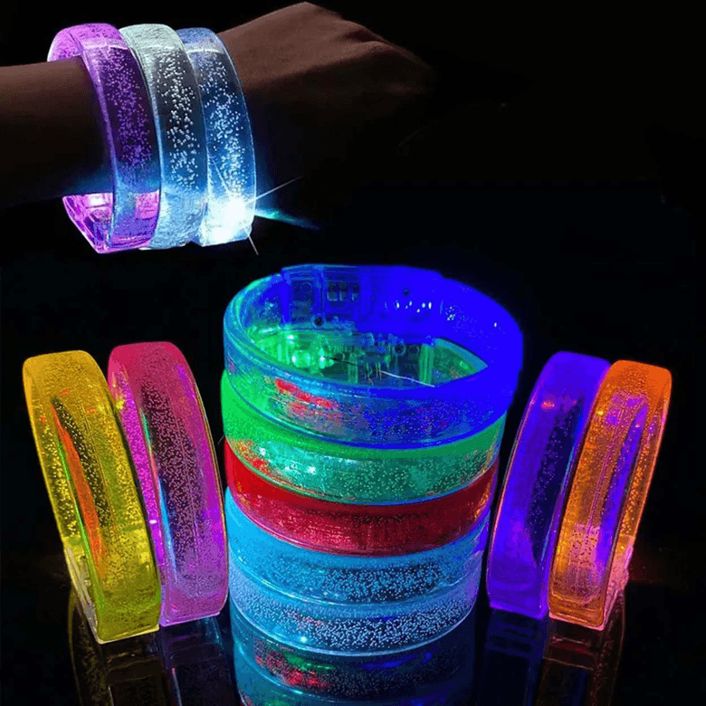 YNT İthalat SM-E158-T Turuncu Led Işıklı Baskı Yapılabilen Pilli Bileklik Bilezik 1,5 Cm Genişlik