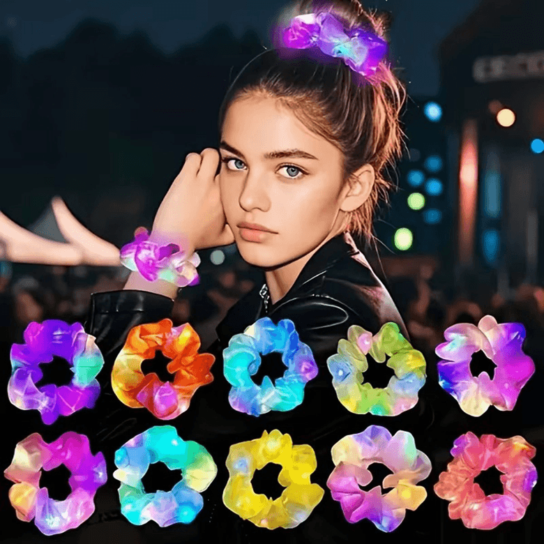 YNT İthalat SM-F012-S Mint Yeşili Renk Led Işıklı Lastikli Saç Tokası - 3 Modlu Festival  Parti Saç Tokası