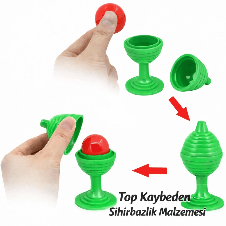 YNT İthalat SM-F082-Y Yeşil Renk Sihirli Kupa Top Kaybetme Oyunu 7 Cm