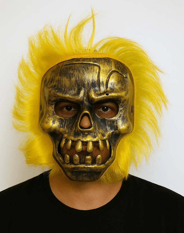 YNT İthalat SM-SMR-859-BS Wild Skull - Bakır Kafatası Sarı Saçlı İskelet Maske
