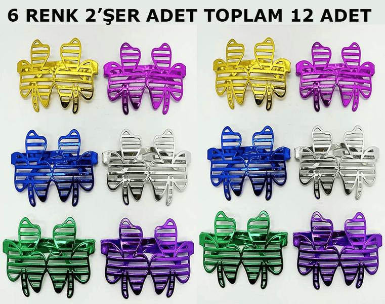YNT İthalat SM-SMR-B188-12 Vegas Casino Kupa Sinek Temalı Parti Gözlüğü 6 Renk 12 Adet