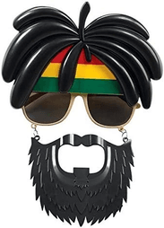 YNT İthalat SM-SMR-D121 Rasta Peruklu Rasta Sakallı Bob Marley Bıyıklı Parti Gözlüğü 27X18 Cm