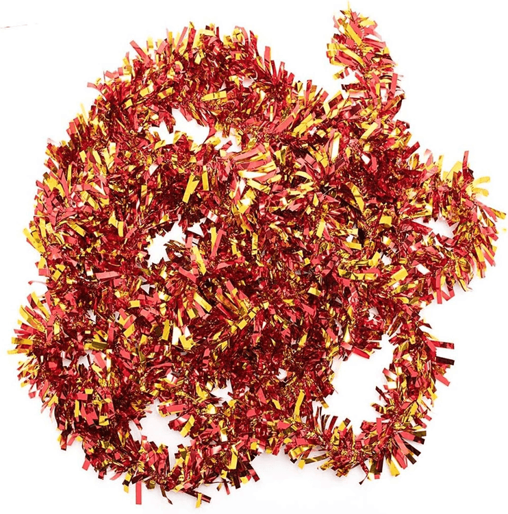 YNT İthalat SM-SMR-D307-KA Kırmızı Altın Renk 4 Cm Genişlik Garland Çift Renk Sim Süs 180 Cm