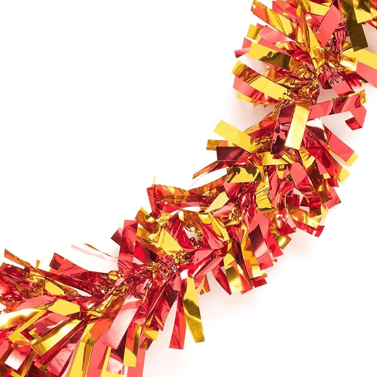 YNT İthalat SM-SMR-D307-KA Kırmızı Altın Renk 4 Cm Genişlik Garland Çift Renk Sim Süs 180 Cm
