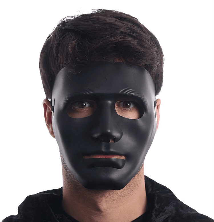 YNT İthalat SM-SMR-D348-SİYAH Siyah Renk Hip Hop Anonim Jabbawockeez Dans Maskesi 18X19 Cm