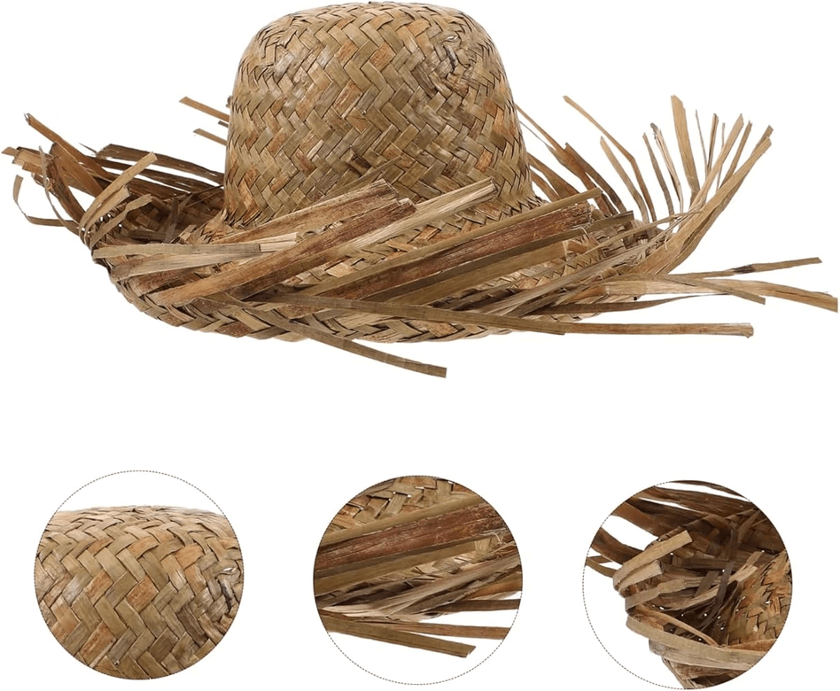YNT İthalat SM-SMR-E006 Tropikal Parti Naturel Hasır Hawaii Şapkası 13X36 Cm