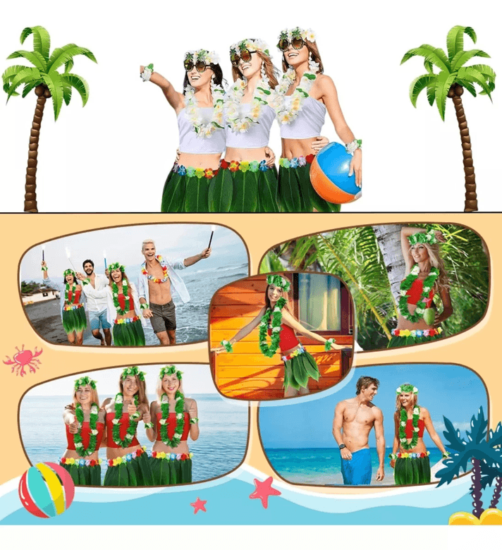 YNT İthalat SM-SMR-E030 Tropikal Esintili Hawaii Yapraklı Parti Eteği Yetişkin Boy
